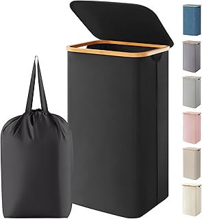 A secure laundry hamper with a lid.