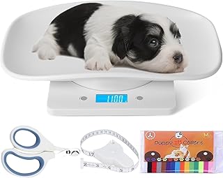Digital scale for newborn puppies.