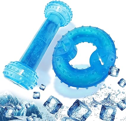 Cooling teething toy for puppies.